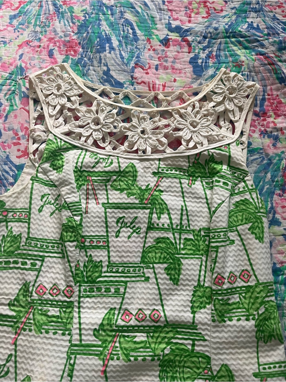 Lilly Pullizer Kentucky dress featuring a mint julep glass